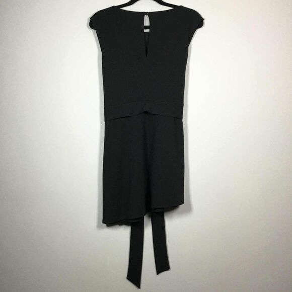 First Love Black Classic Minimalist Asymmetrical Tied Waist Party Mini Dress 1X - Picture 5 of 7